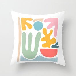 Colourful Seaside memories 4.  Throw Pillow | Dominiquevari, Seaside, Colorful, Sunny, Collage, Summer, Positive, Abstract, Vibes, Fun 