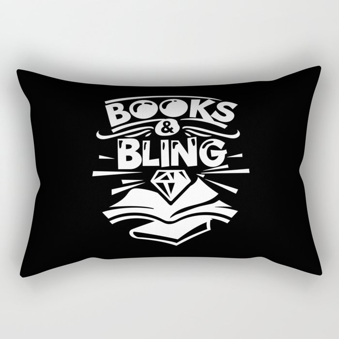 Books And Bling Cute Girly Kids Illustration Rectangular Pillow