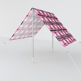 Funky Black and Pink 3D retro heart pattern Sun Shade