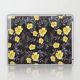 Botanical black yellow brown purple mint floral Laptop Skin