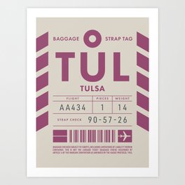 Luggage Tag D - TUL Tulsa USA Art Print