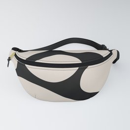 Mid Century Modern Organic Abstraction 352 Black and Linen White Fanny Pack