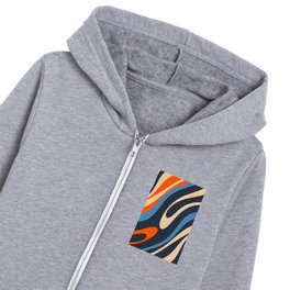 Wavy Loops Retro Modern Abstract Multi-Color Pattern Blue Orange Beige Kids Zip Hoodie