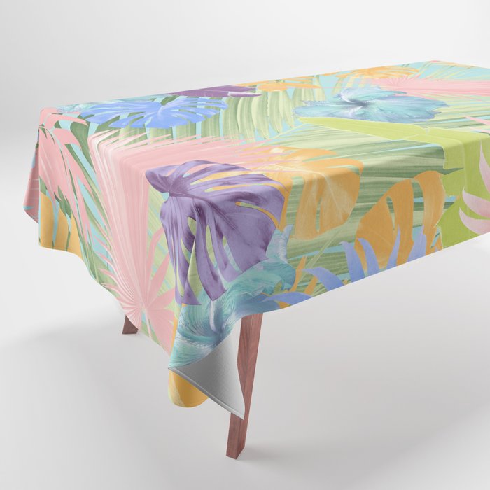 Pastel Summer Hibiscus Flower Jungle #2 #tropical #decor #art #society6 Tablecloth