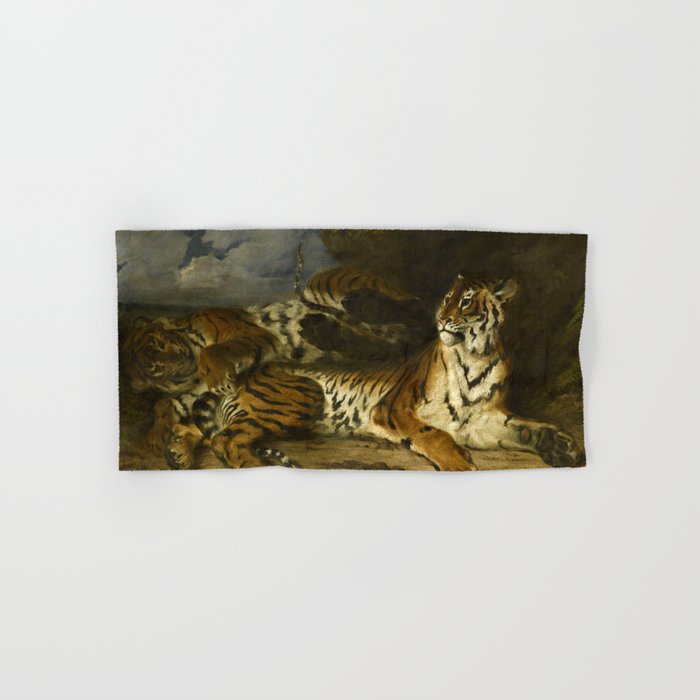 Eugène Delacroix "Tiger playing with his mother" Hand & Bath Towel