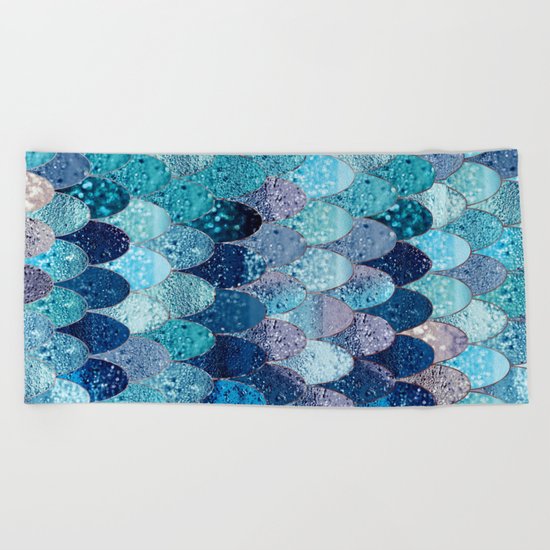 SUMMER MERMAID DARK TEAL Beach Towel