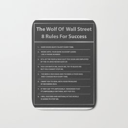 The Wolf Of Wall Street 8 Rules For Success Motivation Bath Mat | Wallstreet, Officedecor, Inspirational, Forextrading, Motivational, Wallstreetbull, Leonardodicaprio, Jordanbelfort, Entrepreneurs, Wolfofwallstreet 