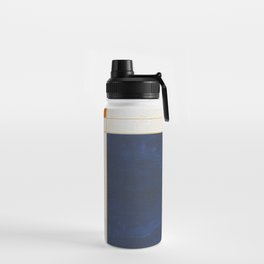 Orange, Blue And White With Golden Lines Abstract Painting Water Bottle