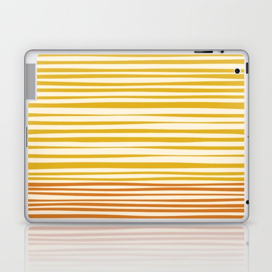Natural Stripes Modern Minimalist Colour Block Pattern Mustard Orange Ochre Cream Laptop & iPad Skin