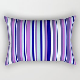 [ Thumbnail: Colorful Blue, Powder Blue, Orchid, Dark Slate Blue & Mint Cream Colored Lined/Striped Pattern Rectangular Pillow ]