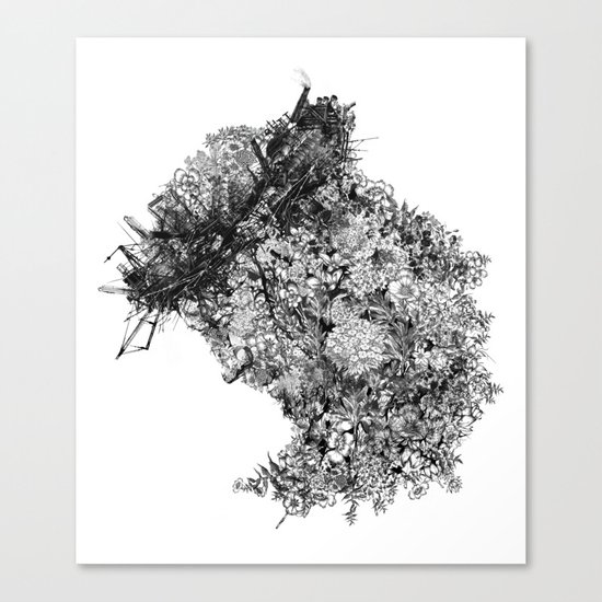nature sacrifice-black and white portrait Canvas Print