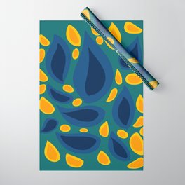 Abstract blue and yellow leaves pattern minimal Wrapping Paper