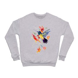 Hummingbird, floral bird art, soft colors Crewneck Sweatshirt