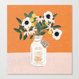 Milk Bottle Bouquet Canvas Print