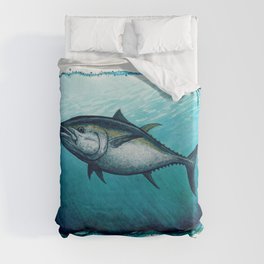 Bluefin Tuna ~ Watercolor Painting by Amber Marine,(Copyright 2016) Duvet Cover