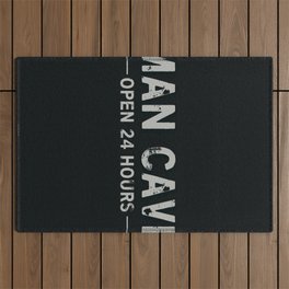 Man cave 24 hours open - Black & White Outdoor Rug