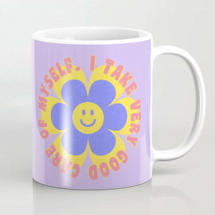 I take very good care of myself - cute self care smiley flower Coffee Mug