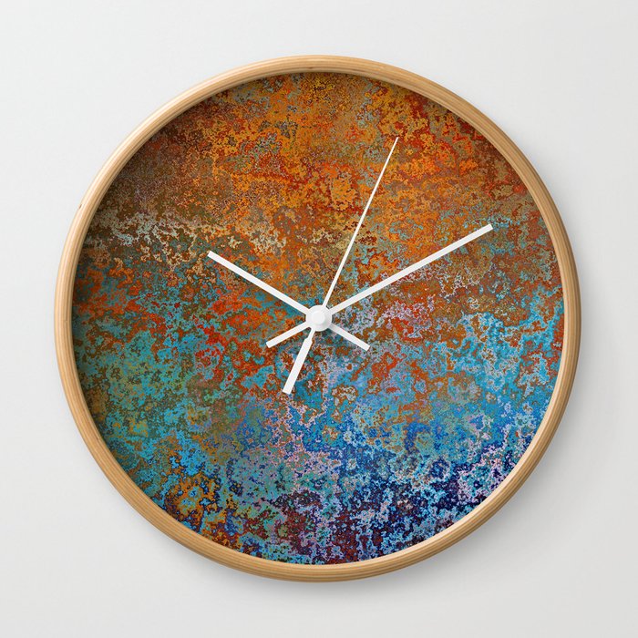 Vintage Rust, Terracotta and Blue Wall Clock