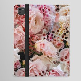 Romantic pink rose overlay cyber Metaverse pattern iPad Folio Case