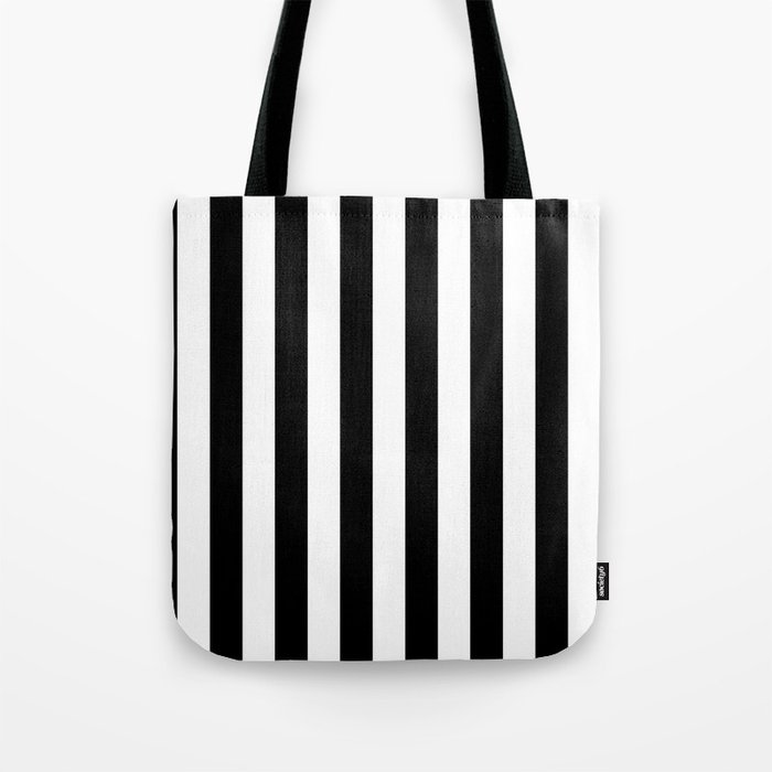 Parisian Black and White Stripes (vertical) Tote Bag