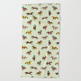 Off to the Horse Races (Mint) Beach Towel