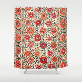 Kermina Suzani Uzbekistan Embroidery Print Shower Curtain