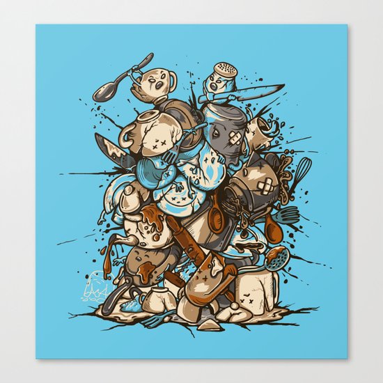 Kitchen Fight Canvas Print