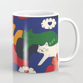 Sleepy Cats on Bean Bag Coffee Mug | Sleeping, Graphicdesign, Napping, Siesta, Curated, Resting, Cats, Dreaming, Nap, Sleep 