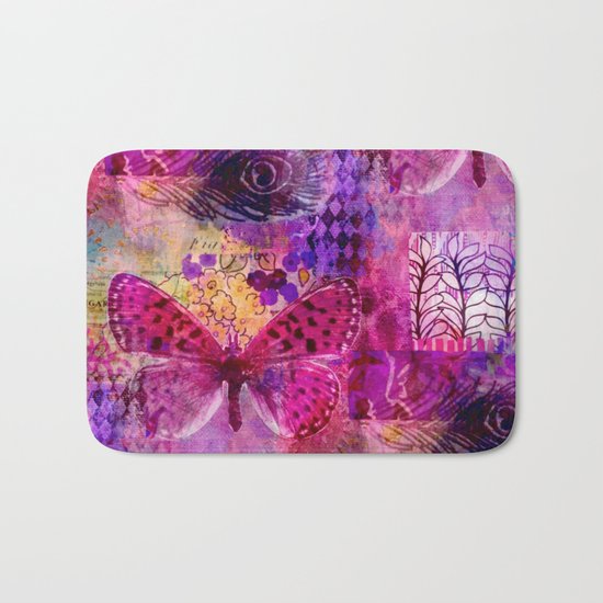 Butterflies Dream In Pink Bath Mat