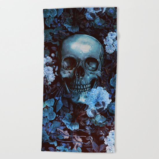 Skull and Flowers Beach Towel