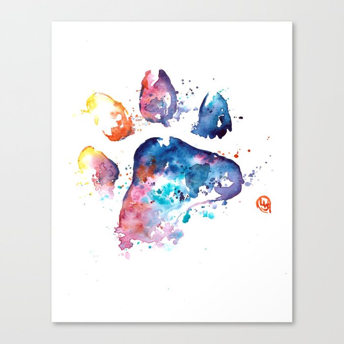 Dog Paw Watercolor Painting Pet Art Canvas Print By