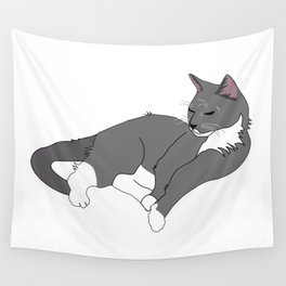 Gray Tuxedo Cat Wall Tapestry