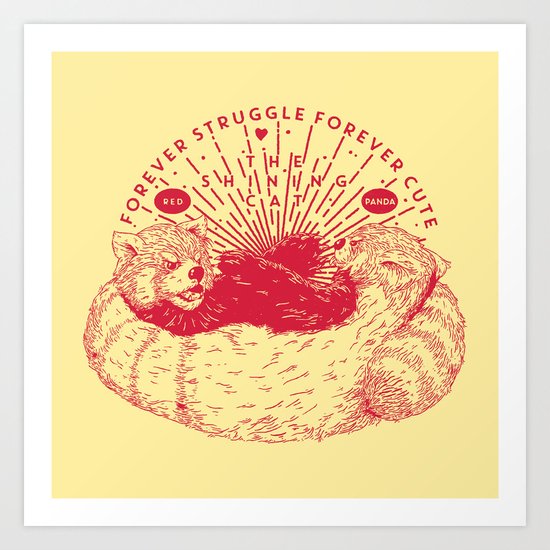 Red Panda Struggle Art Print
