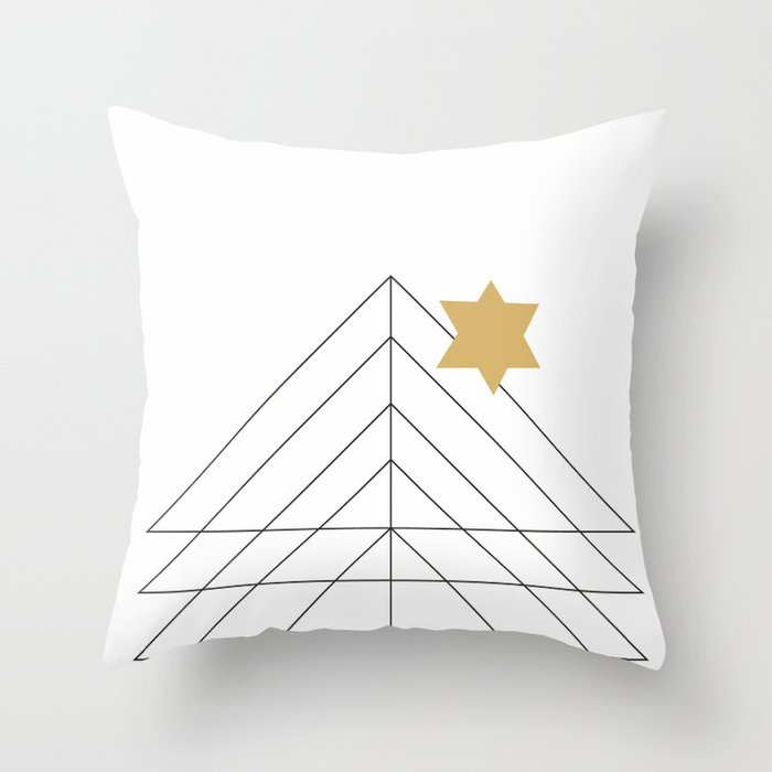 Minimal Geometric Christmas Tree Throw Pillow