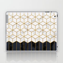 White Geo and Blue Navy Cube Pattern Laptop Skin