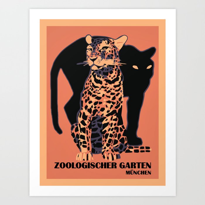Retro vintage Munich Zoo big cats Art by | Society6