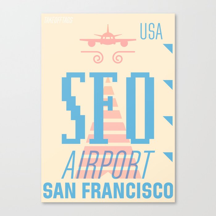 Airport SFO San Francisco retrogame Canvas Print