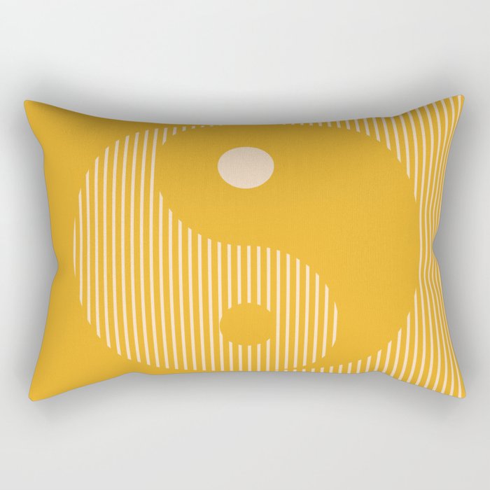 Geometric Lines Ying and Yang IV in Mustard Yellow Rectangular Pillow