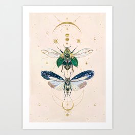 Moon insects Art Print