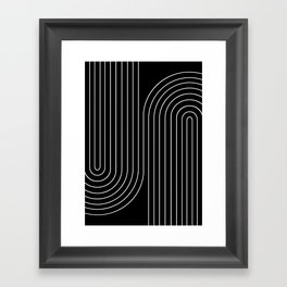 Minimal Line Curvature II Black and White Mid Century Modern Arch Abstract Framed Art Print