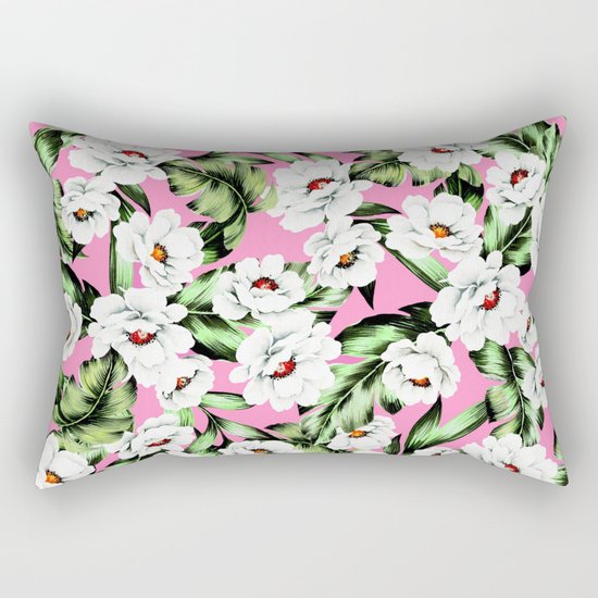 White Spring Flowers Rectangular Pillow