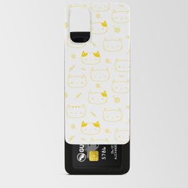 Yellow Doodle Kitten Faces Pattern Android Card Case