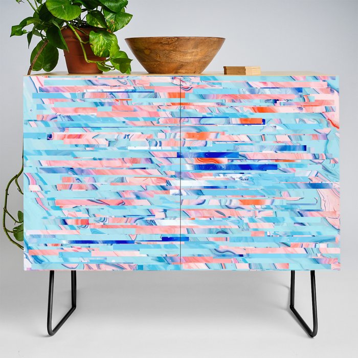 Peaceful Enchantment | Abstract Digital Collage Painting | Eclectic Boho Graphic Design Credenza