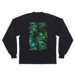 Classic Palm Leaves Tropical Jungle Green Langarmshirt | Graphic Design, Nature, Pattern, Forest, Flowers, Illustration, Photo, Watercolor, Floral, Ocean 