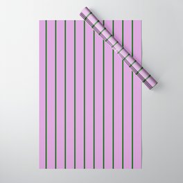 [ Thumbnail: Dark Green & Plum Colored Striped/Lined Pattern Wrapping Paper ]