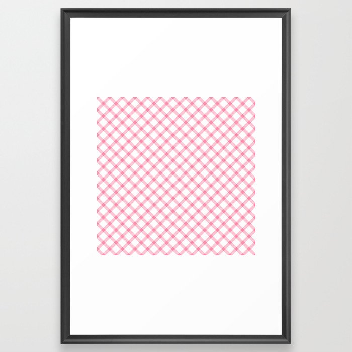 Pink and White Tartan Framed Art Print