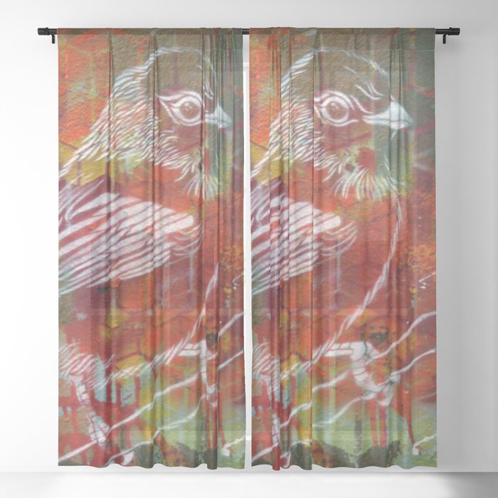 Sparrow Graffiti Sheer Curtain