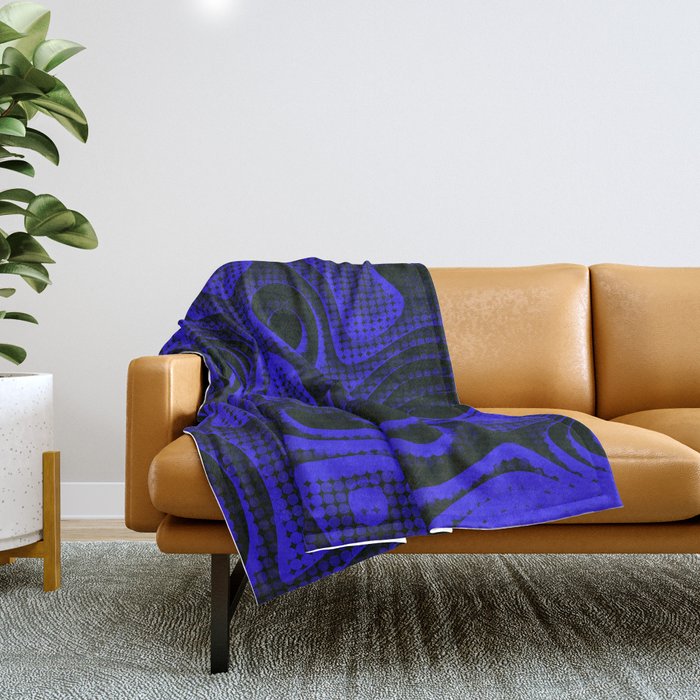 Comic dark purple blue shapes Throw Blanket