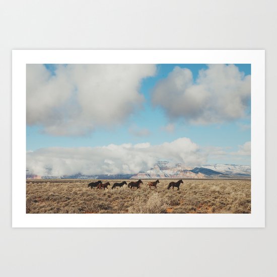 Running Reservation Horses Art Print