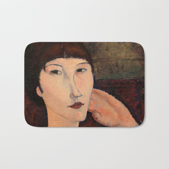 Adrienne, Woman with Bangs, 1917 by Amedeo Modigliani Bath Mat